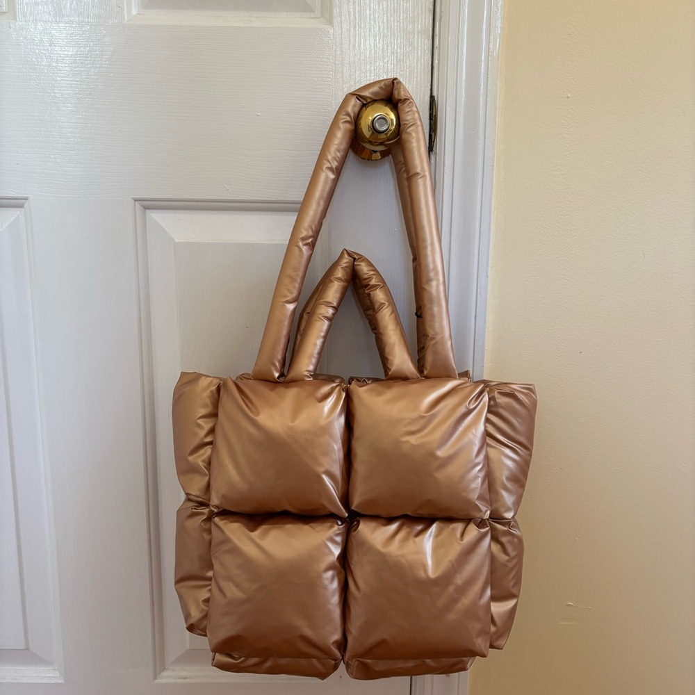 Anthropologie Rose Gold Puffer Bag